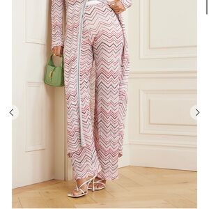 Missoni Pink and White Chevron Wide Leg Pants